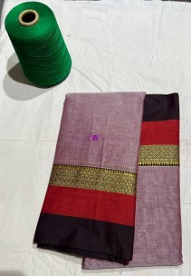 Onion pink Narayanpet cotton sarees with multicolor border