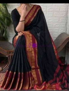 Black and maroon narayanpet cotton sarees