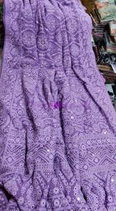 Purple georgette chikankari sarees