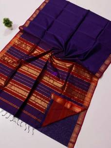 Dark purple Maheshwari small jari border sarees