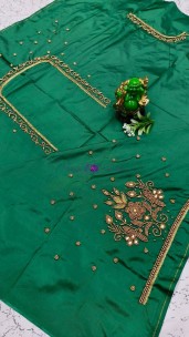 Dark green aari embroidery bridal blouse