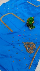 Light blue aari embroidery blouse