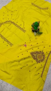 Yellow aari embroidery blouse