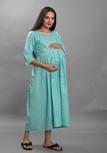 Light blue cotton maternity kurtis
