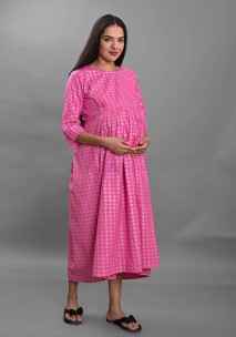 Pink cotton maternity kurtis