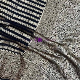 Black semi banarasi silk georgette sarees