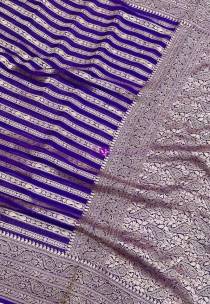 Purple semi banarasi silk georgette sarees