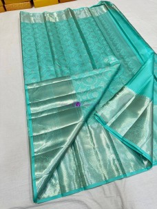 Aqua blue pure kanchipuram bridal silk sarees
