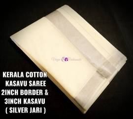 Kerala cotton silver kasavu sarees