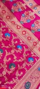Pink pure Banarasi tilphi Meena work sarees