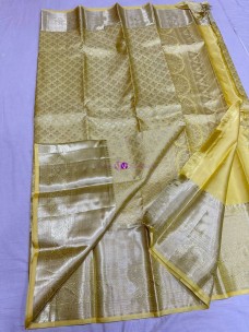 Light yellow pure kanchipuram bridal silk sarees