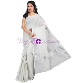 Kerala cotton silver tissue sarees