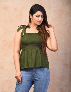 Olive green rayon crop tops