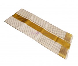 Kerala cotton copper tissue stripes and checks sarees