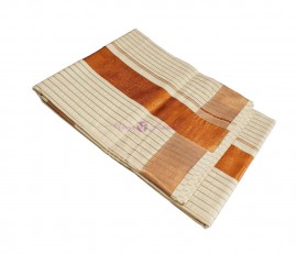 Kerala cotton copper tissue stripes sarees