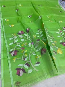 Green pure Tantuja muslin jamdani sarees