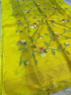 Yellow tissue muslin sarees