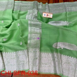 Light green pure banarasi chiffon sarees