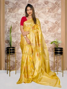 Yellow Banarasi silk sarees