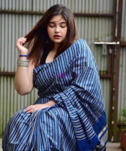 Blue banti Babli khadi stripes sarees