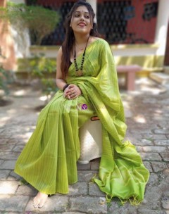 Green banti Babli khadi stripes sarees