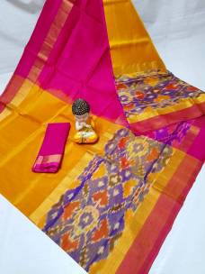 Uppada plain sarees with big pochampally border