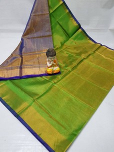 Parrot green uppada tissue silk sarees