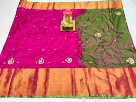 Dark pink uppada Maggam work sarees