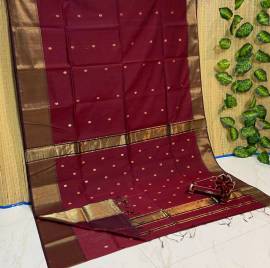 Maroon Maheshwari flower buti sarees