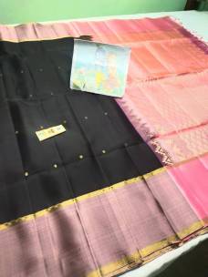 Black pure kanchipuram soft silk sarees