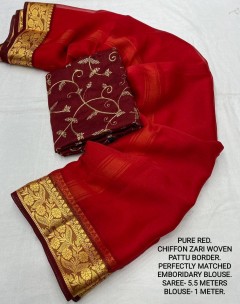 Red chiffon sarees