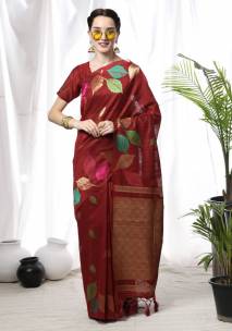 Maroon fancy Tussar silk sarees