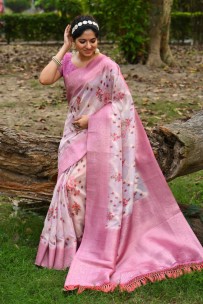 Pink pure Maheshwari digital print sarees