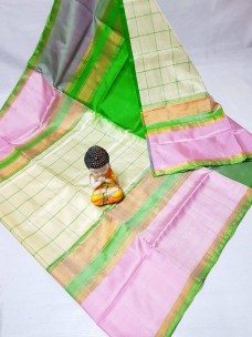 Cream and baby pink uppada Anushka model sarees