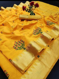 Embroidery work Assam cotton silk saree