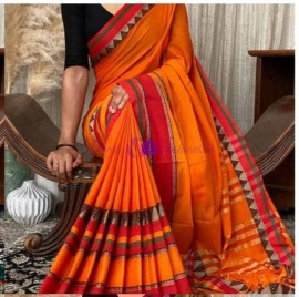 Orange narayanpet cotton sarees