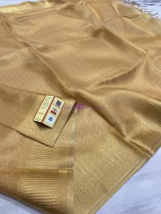 Dark gold tussar tissue silk sarees