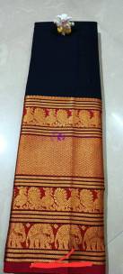 Black mercerised narayanpet cotton sarees with big zari border