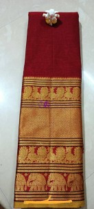 Maroon red mercerised narayanpet cotton sarees with big zari border