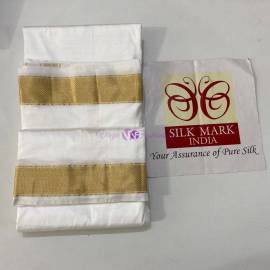 White handloom pure silk dhoti with Angavastram