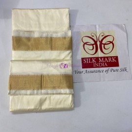 Cream handloom Pure silk dhoti with Angavastram