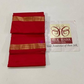 Red pure silk dhoti with Angavastram