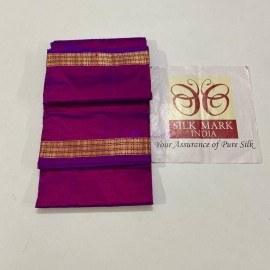 Violet handloom pure silk dhoti with Angavastram