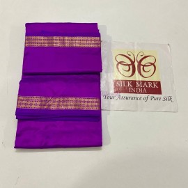 Dark purple pure handloom silk dhoti with Angavastram