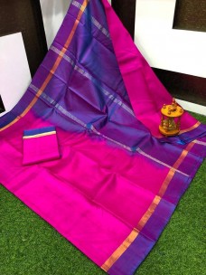 Pink and purple uppada plain pattu sarees