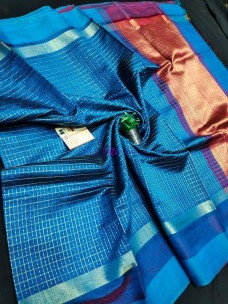 Light blue pure raw silk sarees