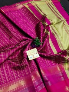 Dark pink pure raw silk sarees