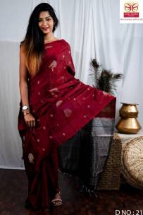 Maroon red and dark grey pure kanchipuram soft silk sarees