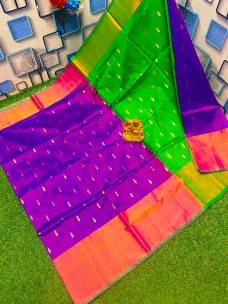 Purple and green uppada sarees with butti