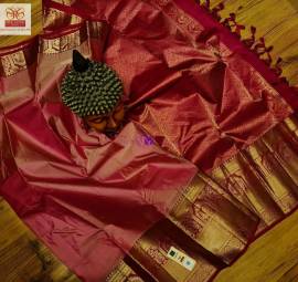 Plain pure kanchipuram silk sarees with big border